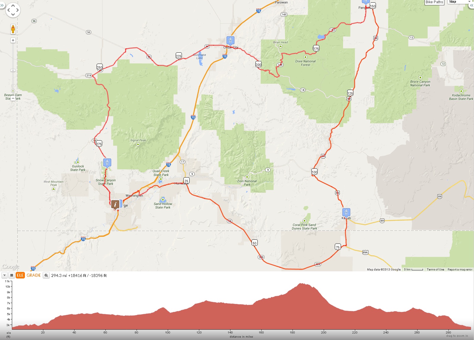 course route and elevation profile
